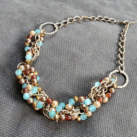 Claire's Colorful Beaded Gold Toned Adjustable Necklace - Picture 1 of 13
